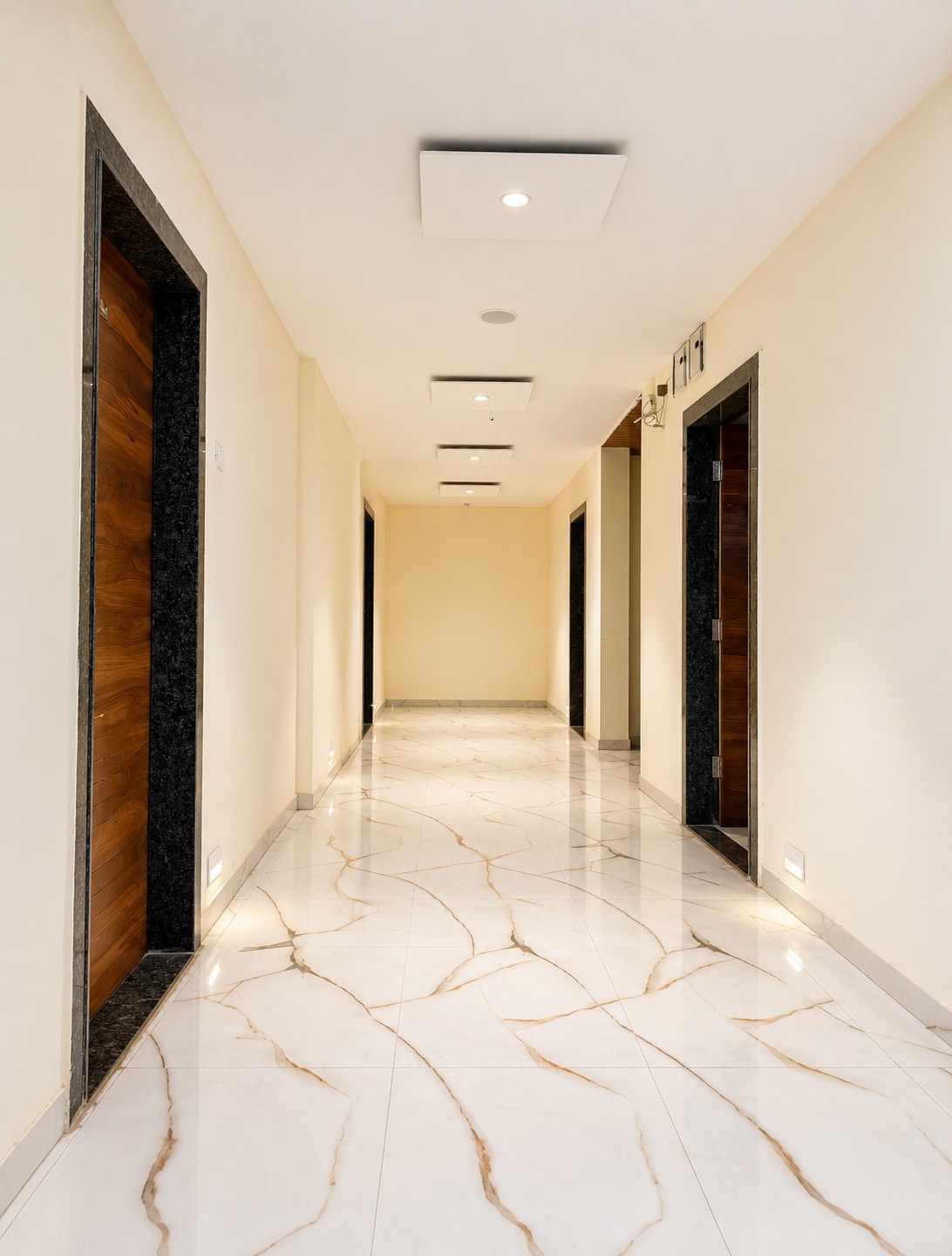 Lobby corridor at Hotel Dnyaneshwari Inn